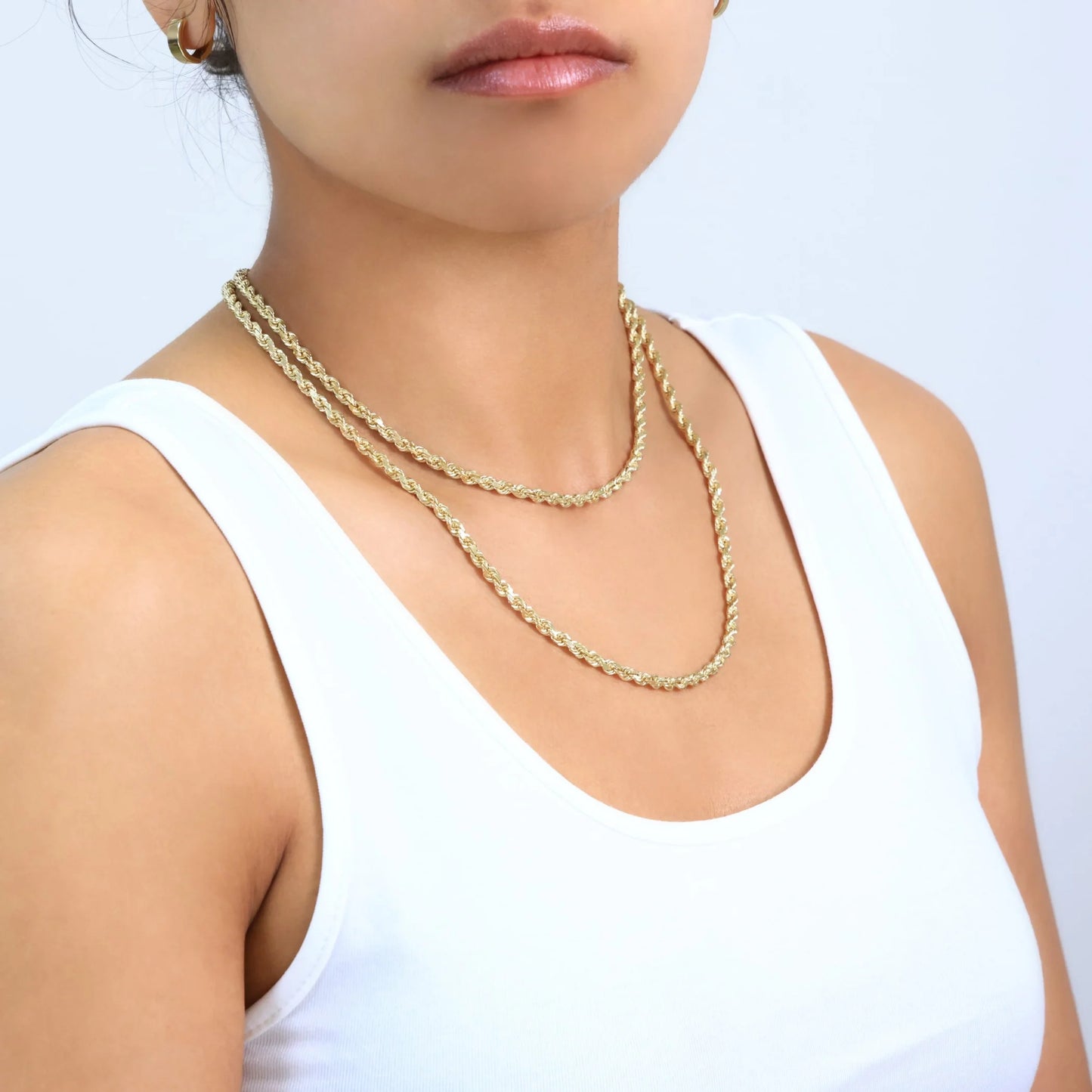 18K Real Yellow Gold 4Mm Rope Chain Diamond Cut Necklace (16"-28") Italian Jewelry for Men & Women
