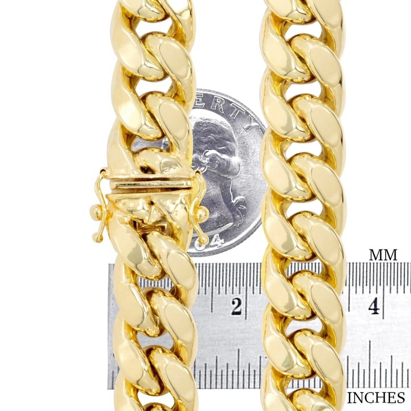 10K Real Yellow Gold Miami Cuban Link 13Mm Thick Chain Necklace (20"-30") Italian Jewelry for Men