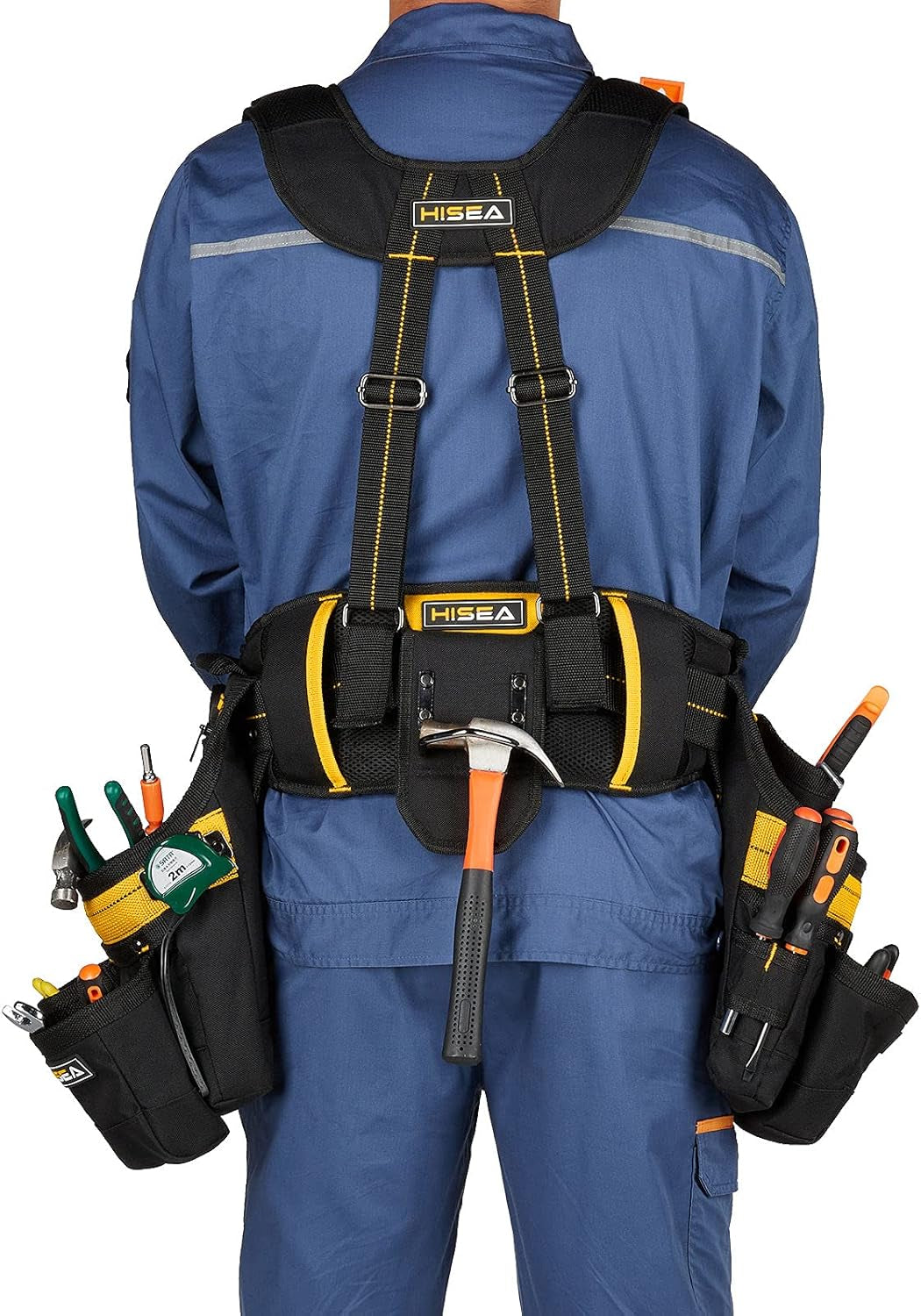 Electrician Tool Pouch, Carpenter Tool Belts for Men, Tool Belt Suspenders with 31 Pockets, Adjustable Hvac Tools Work Belt with Suspenders