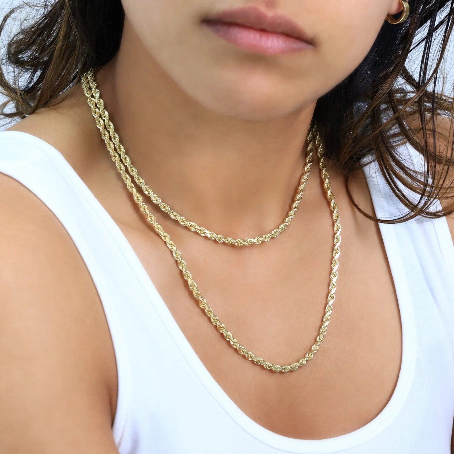 18K Real Yellow Gold 4Mm Rope Chain Diamond Cut Necklace (16"-28") Italian Jewelry for Men & Women