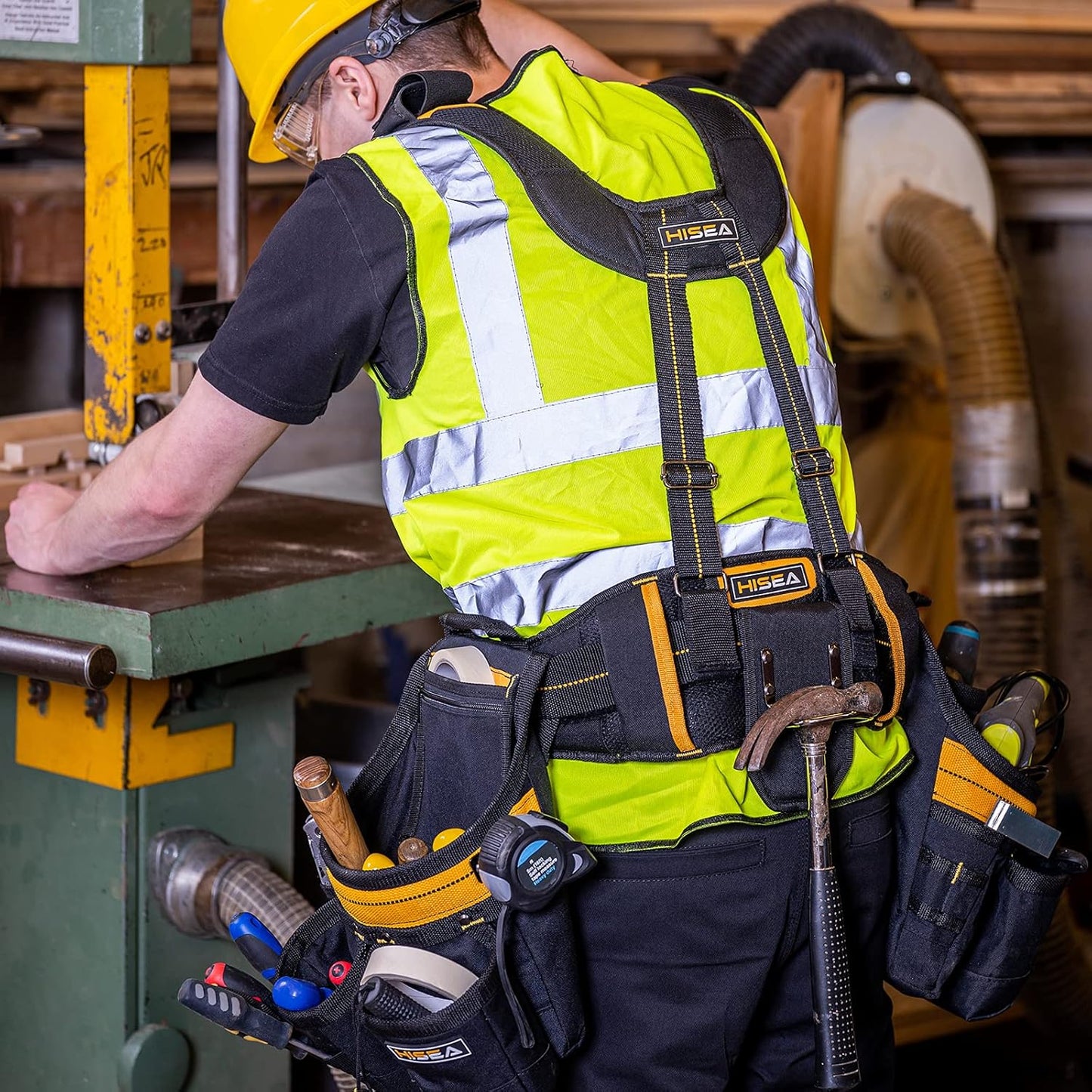 Electrician Tool Pouch, Carpenter Tool Belts for Men, Tool Belt Suspenders with 31 Pockets, Adjustable Hvac Tools Work Belt with Suspenders