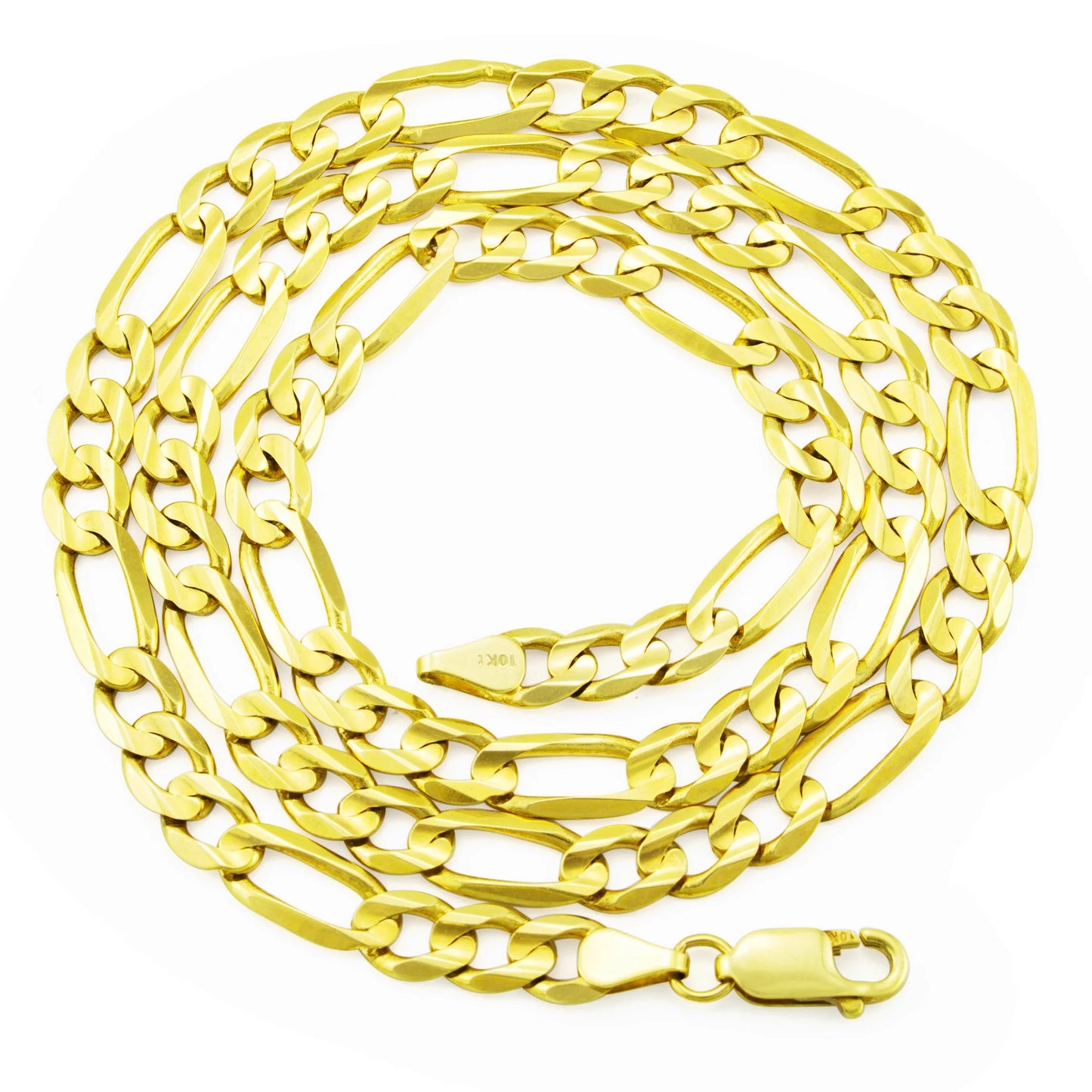 14K Real Yellow Gold Figaro Link 7.5Mm Chain Necklace (18"-30") Italian Jewelry for Men