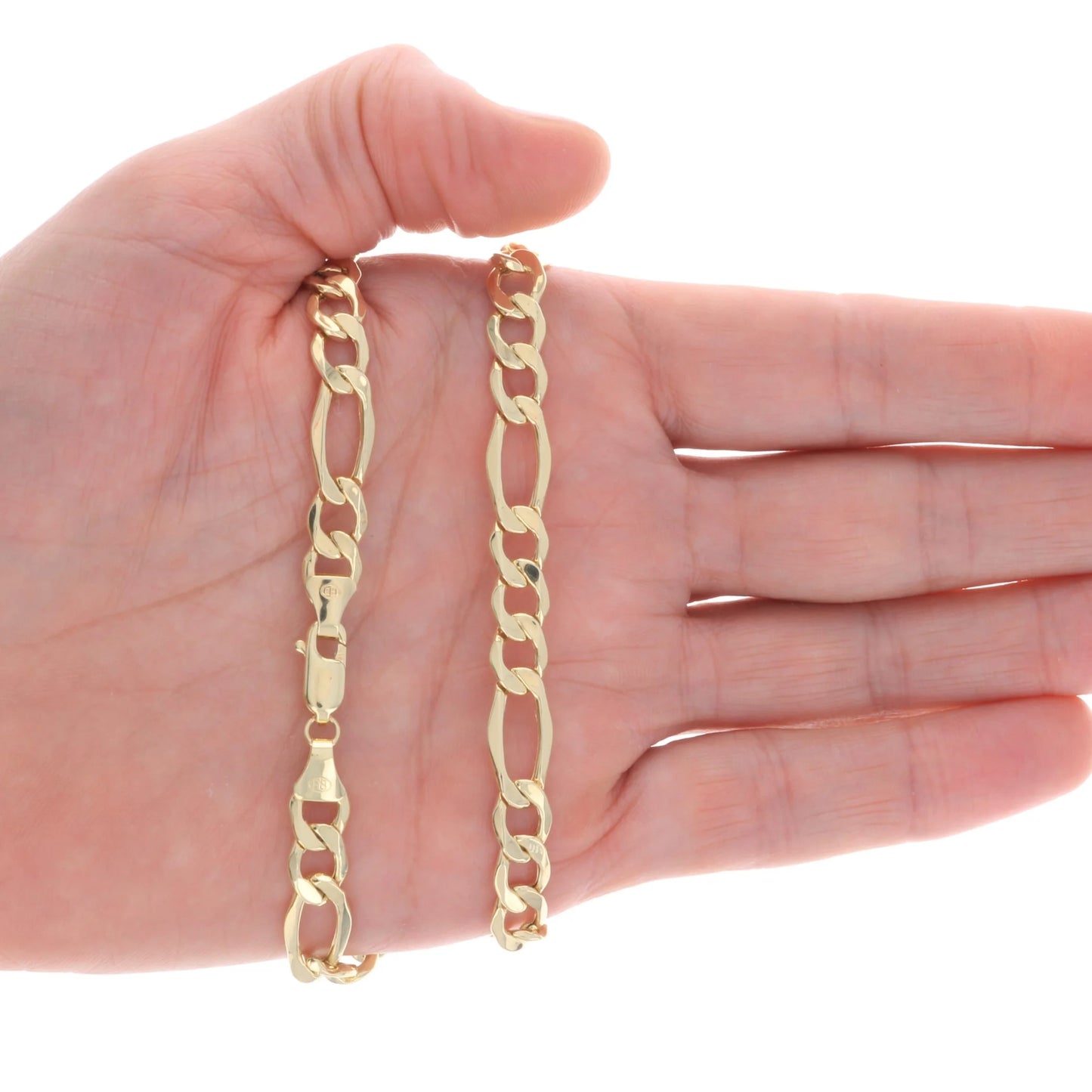 14K Real Yellow Gold Figaro Link 7.5Mm Chain Necklace (18"-30") Italian Jewelry for Men