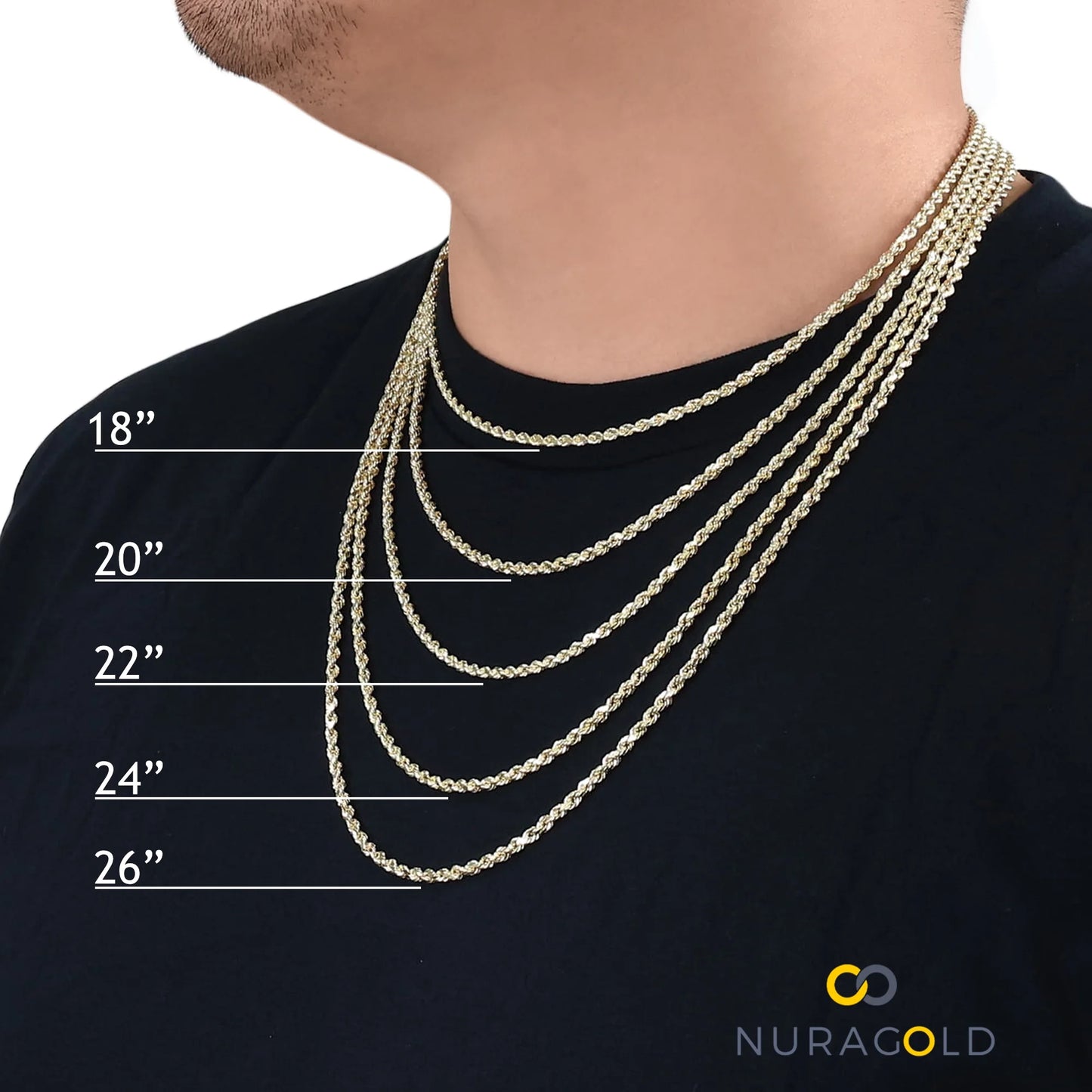 10K Real Yellow Gold Figaro Link 9Mm Chain Necklace (20"-30") Italian Jewelry for Men