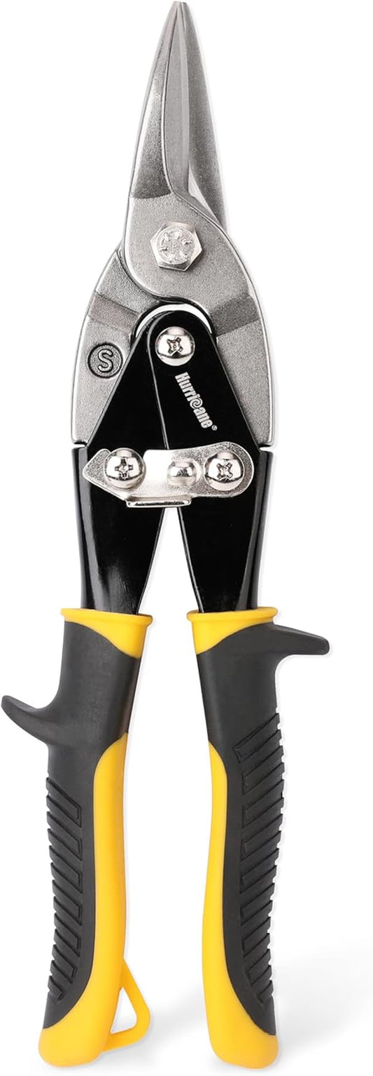 10 Inch Aviation Tin Snips, Heavy Duty Metal Cutter Shears for Cutting Sheet Metal, Straight Cut, Chrome Vanadium Steel