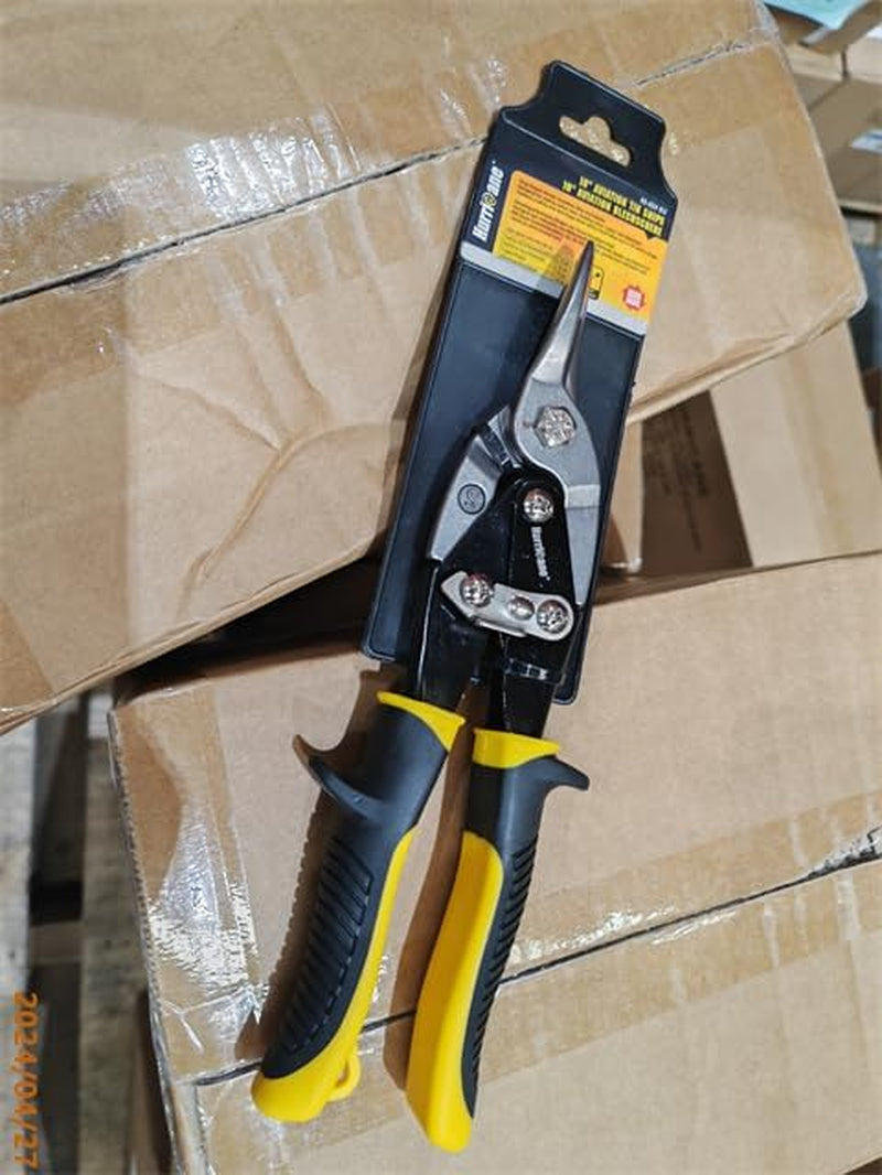 10 Inch Aviation Tin Snips, Heavy Duty Metal Cutter Shears for Cutting Sheet Metal, Straight Cut, Chrome Vanadium Steel