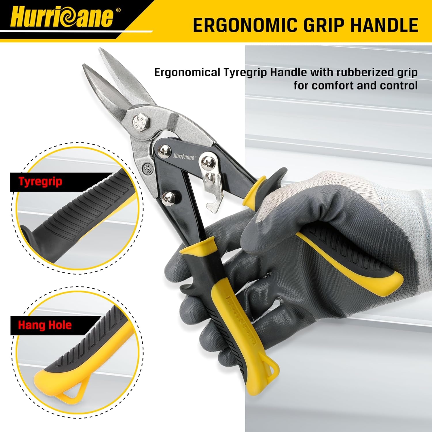10 Inch Aviation Tin Snips, Heavy Duty Metal Cutter Shears for Cutting Sheet Metal, Straight Cut, Chrome Vanadium Steel
