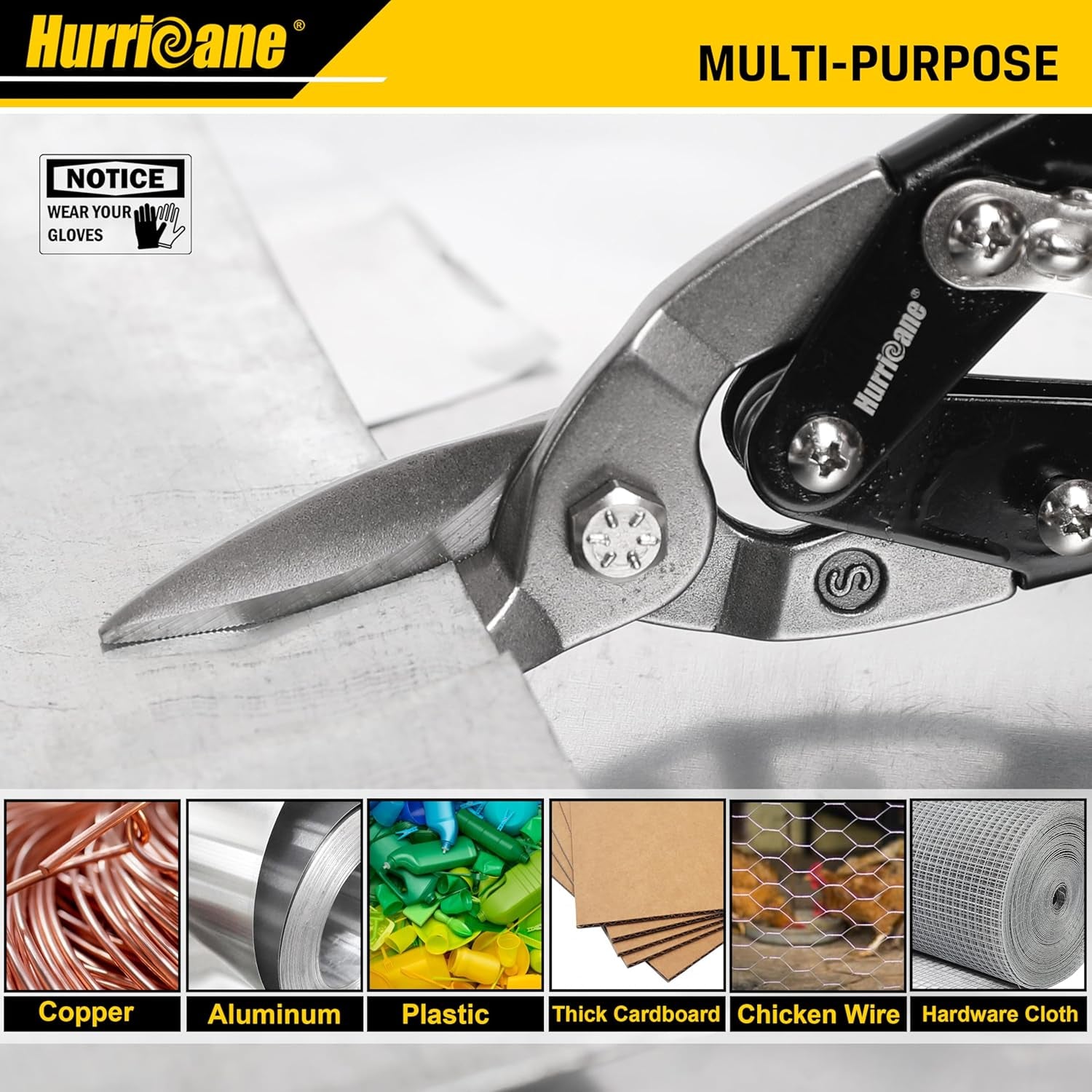 10 Inch Aviation Tin Snips, Heavy Duty Metal Cutter Shears for Cutting Sheet Metal, Straight Cut, Chrome Vanadium Steel