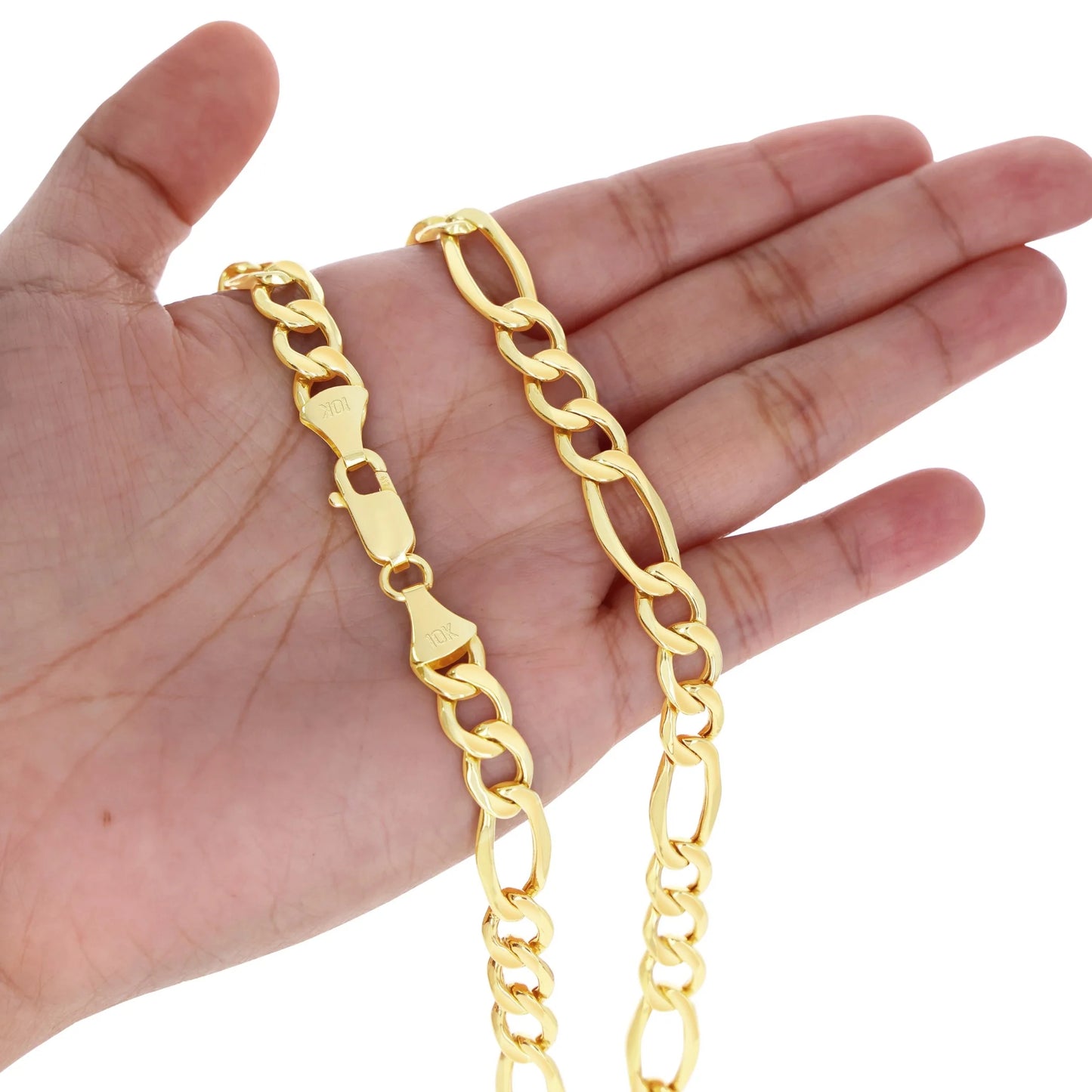 10K Real Yellow Gold Figaro Link 9Mm Chain Necklace (20"-30") Italian Jewelry for Men